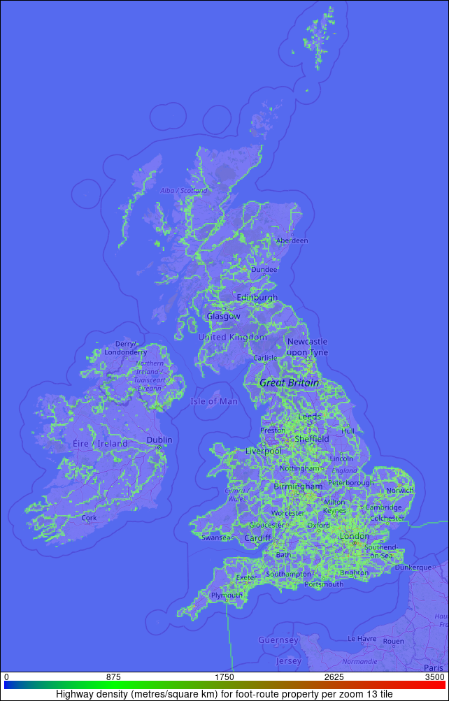 Properties 'Foot-route' density